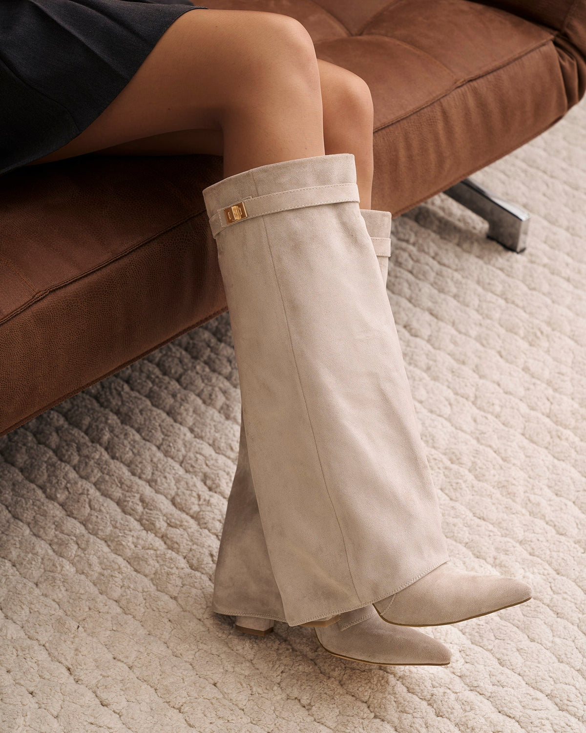 Botas de ante Lavista altura rodilla - Topo