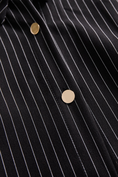 Poppy | Black Pinstripe Shirt Dress