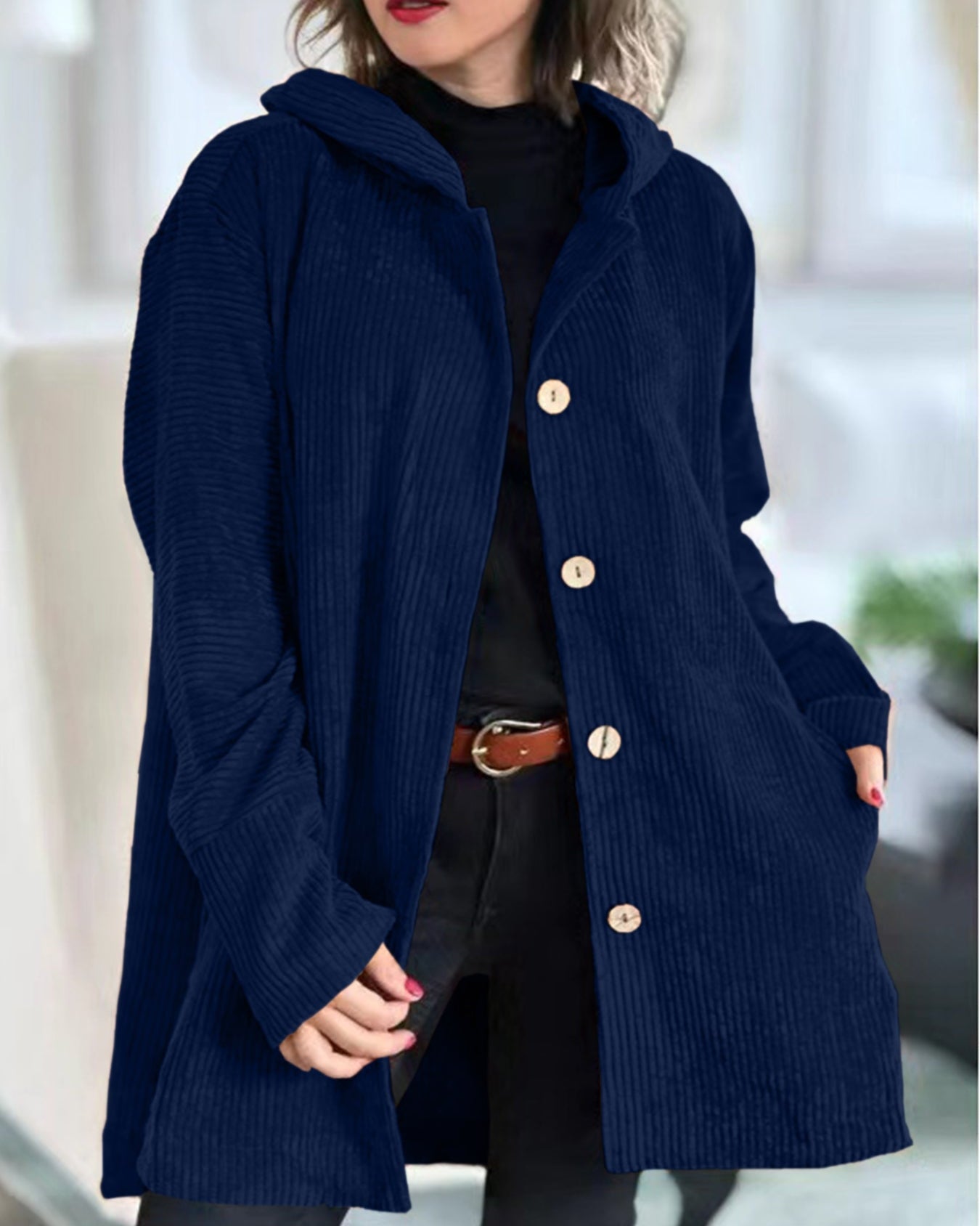 Audrey - Cozy Corduroy Hooded Jacket