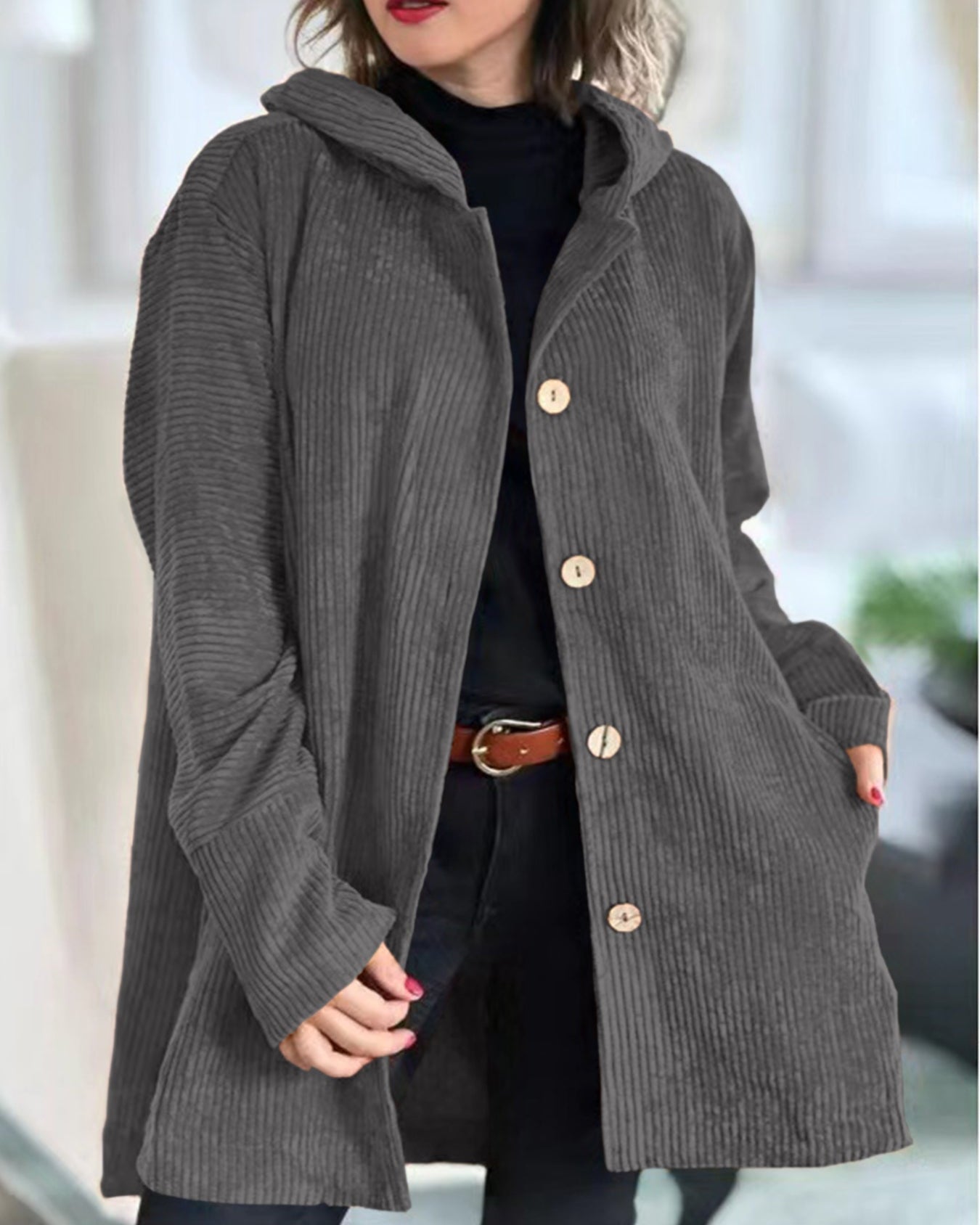 Audrey - Cozy Corduroy Hooded Jacket