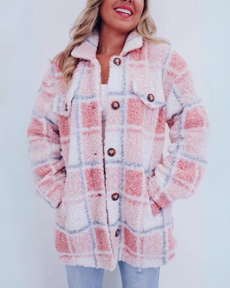 Grace - Fleece Plaid Jacket