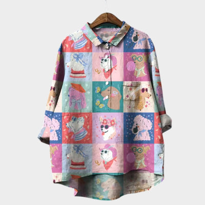 Chloe - Stylish Dog Motif Blouse
