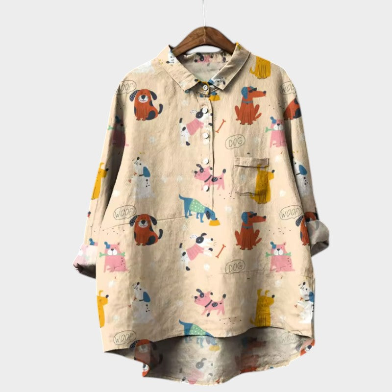 Chloe - Stylish Dog Motif Blouse