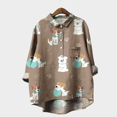 Chloe - Stylish Dog Motif Blouse