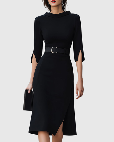 Blythewyn | Classic Black Midi Dress