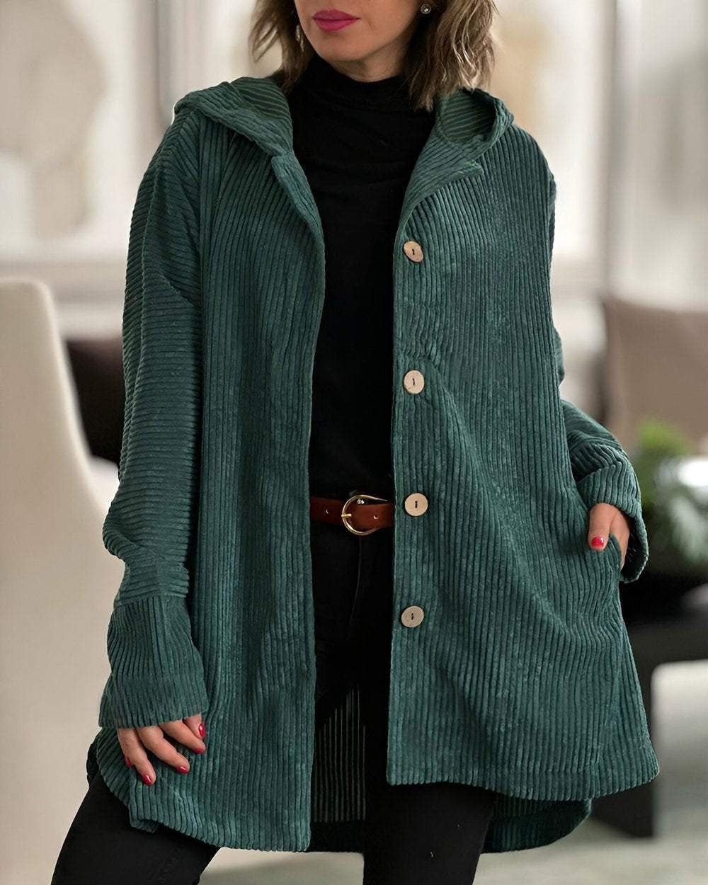 Audrey - Cozy Corduroy Hooded Jacket