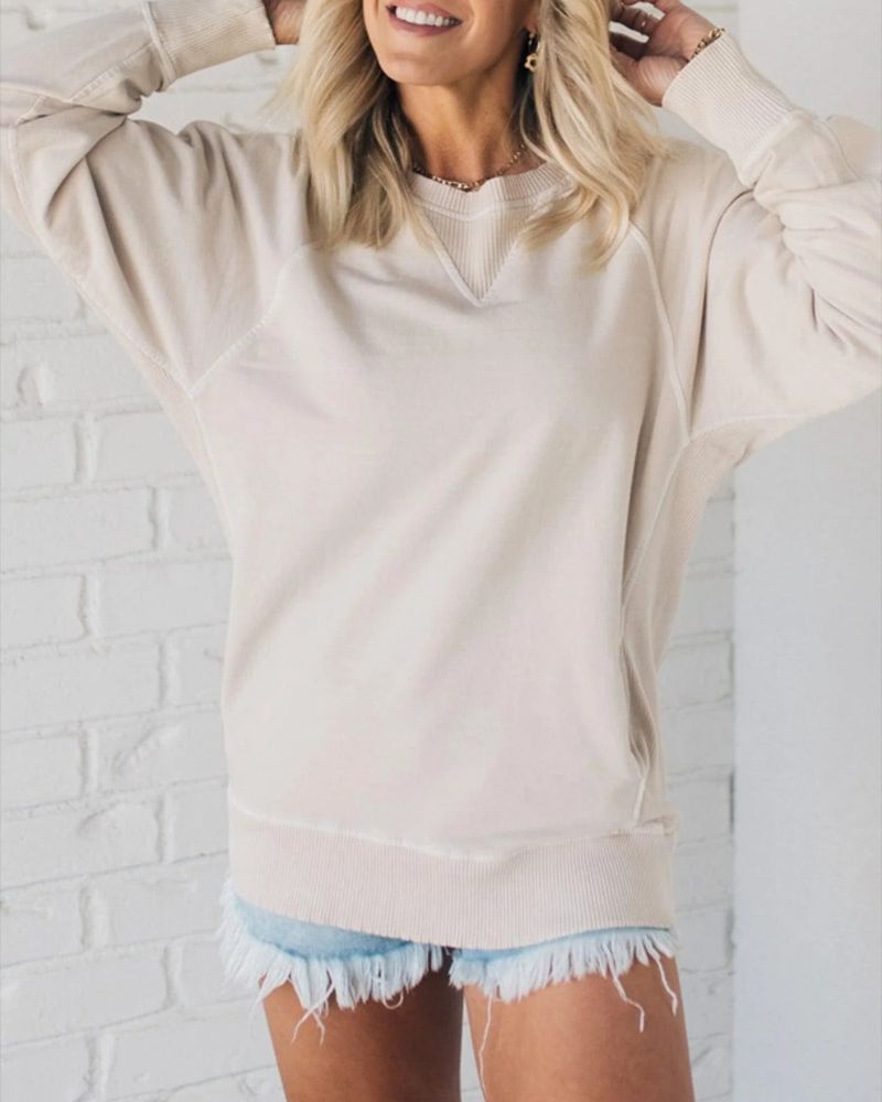 Paula - Ribbed Accent Pocketed Pullover