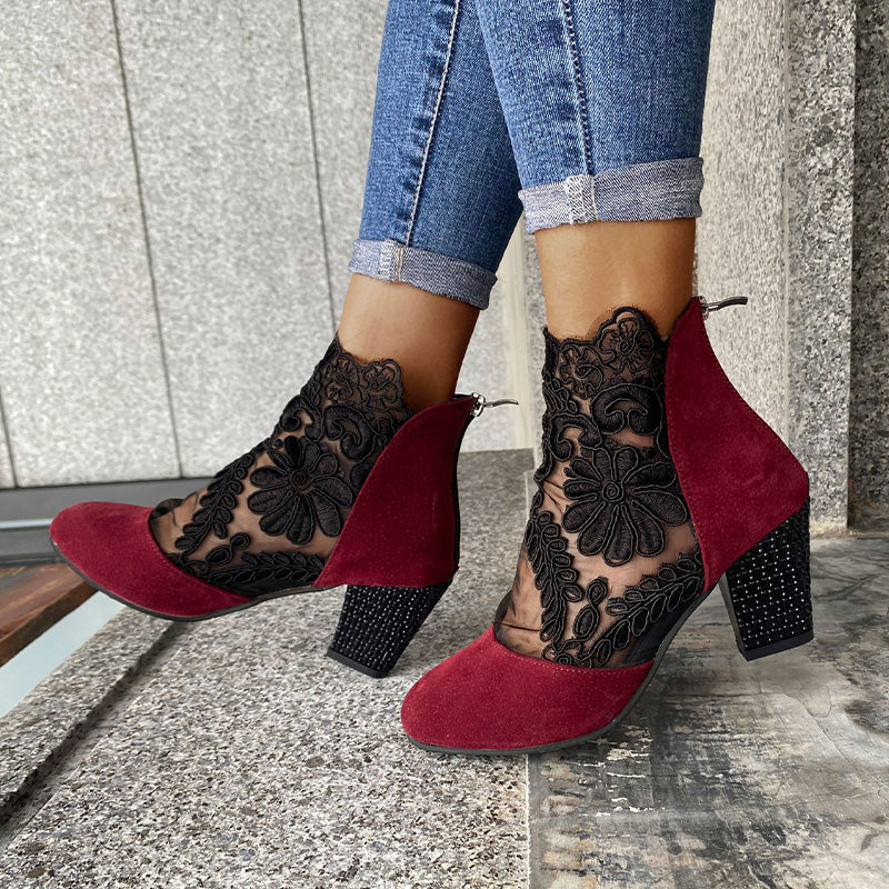 Virginia - Chic Lace Heeled Boots