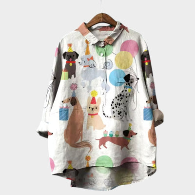 Chloe - Stylish Dog Motif Blouse