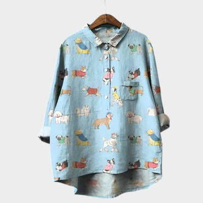 Chloe - Stylish Dog Motif Blouse