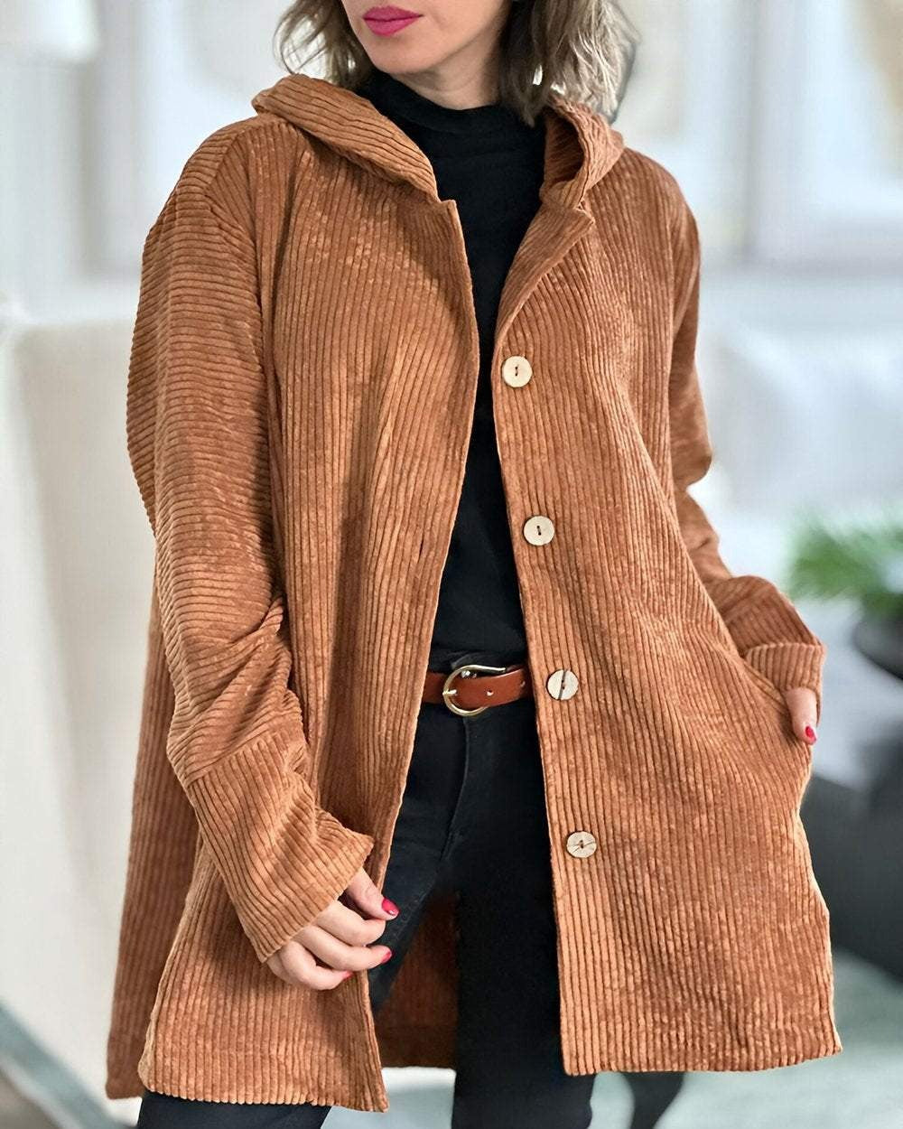 Audrey - Cozy Corduroy Hooded Jacket