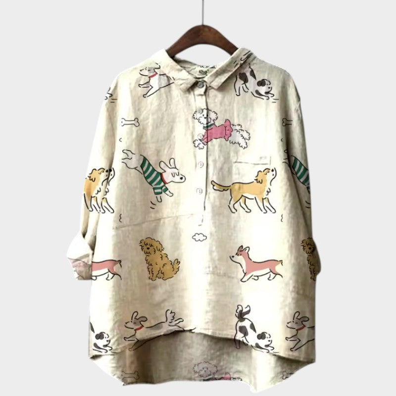 Chloe - Stylish Dog Motif Blouse