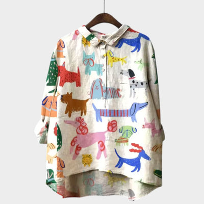 Chloe - Stylish Dog Motif Blouse