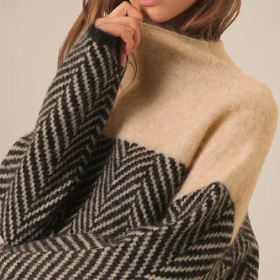 Grace - Luxurious Herringbone Turtleneck
