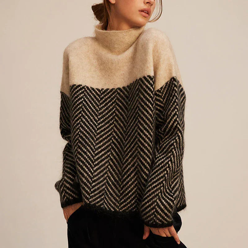 Grace - Luxurious Herringbone Turtleneck
