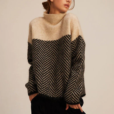 Grace - Luxurious Herringbone Turtleneck