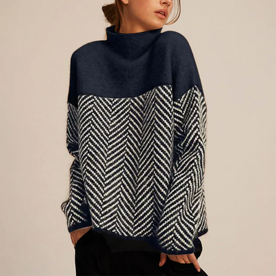 Grace - Luxurious Herringbone Turtleneck