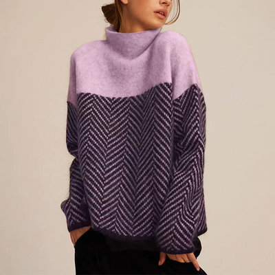 Grace - Luxurious Herringbone Turtleneck