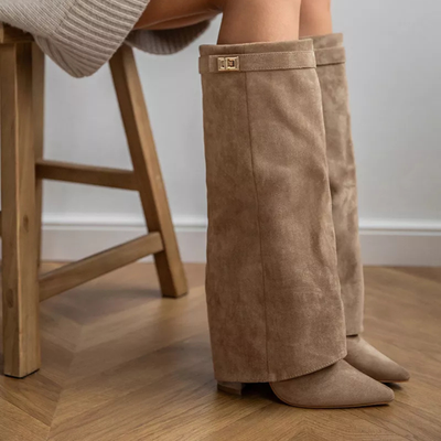 Emma - Khaki Suede Boots