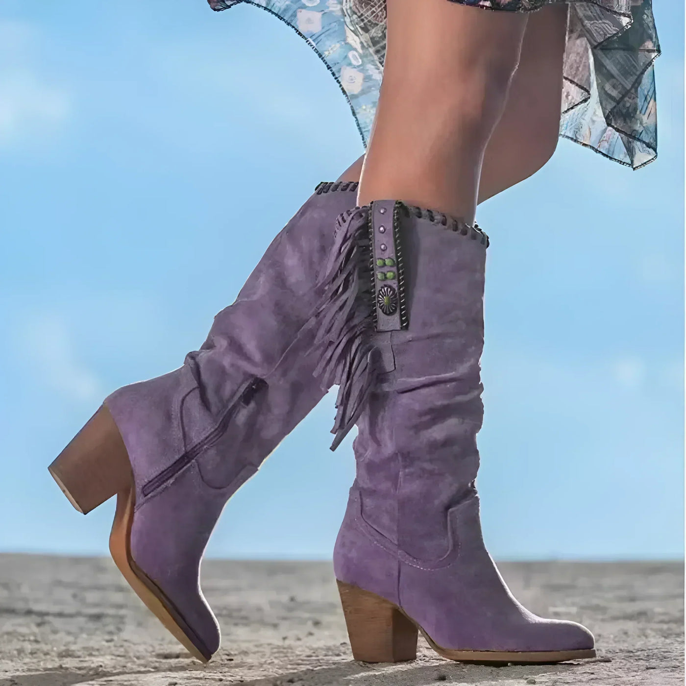 Helen - Classic Western Fringe Boots