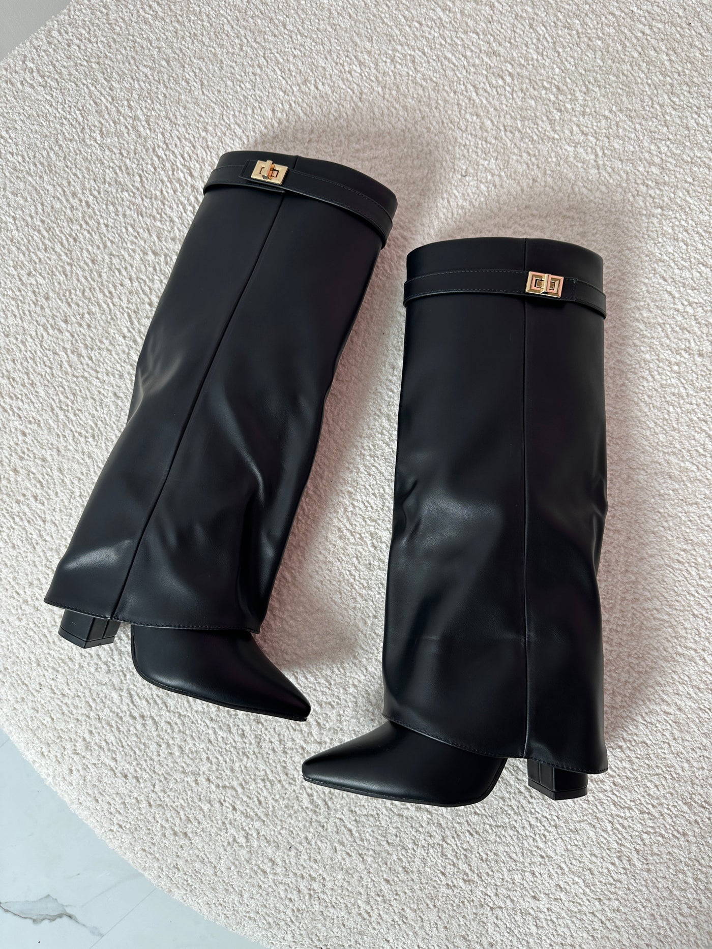 Sally - Black Leather Boots