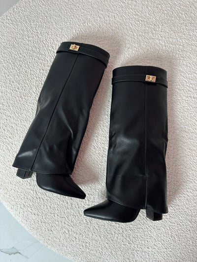 Sally - Black Leather Boots
