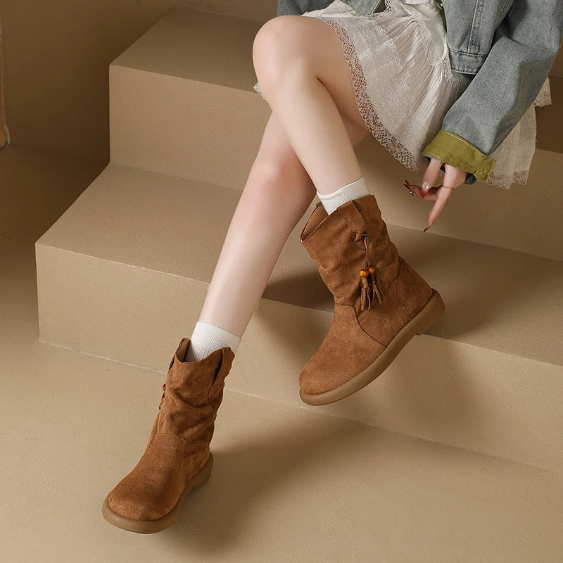 Eleanor – Retro Suede Ankle Boots