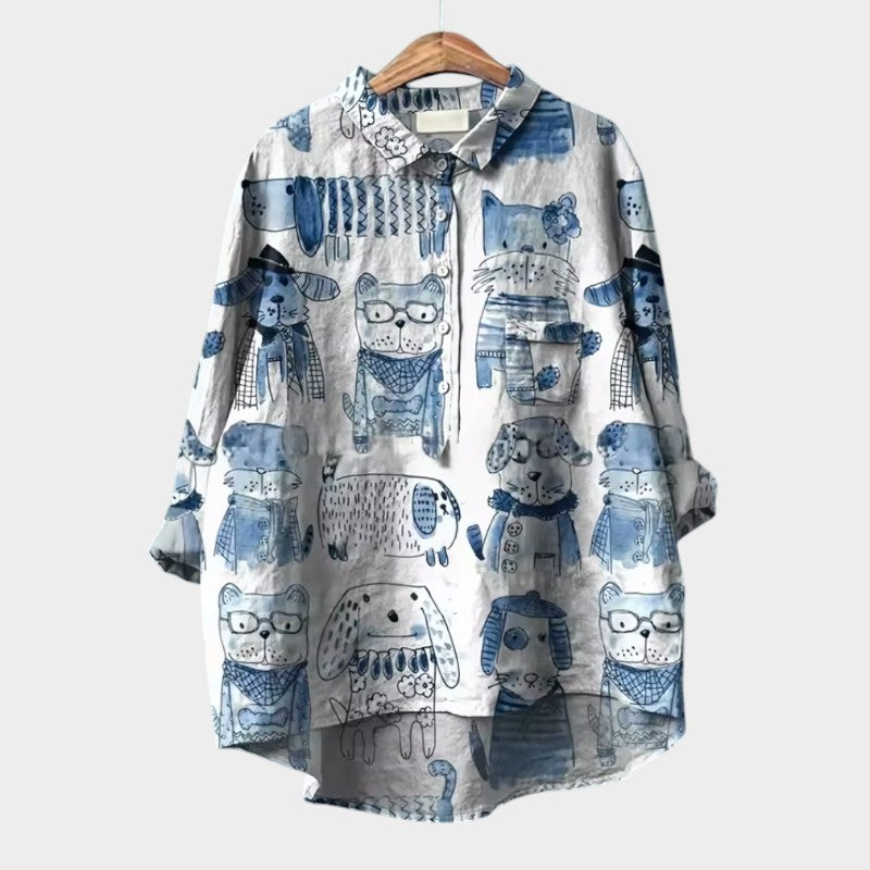 Chloe - Stylish Dog Motif Blouse