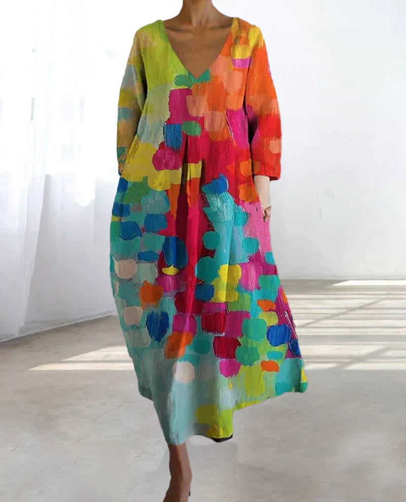 Sandra - Colourful printed dress for women