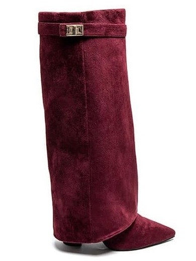 Tracey - Burgundy Suede Boots