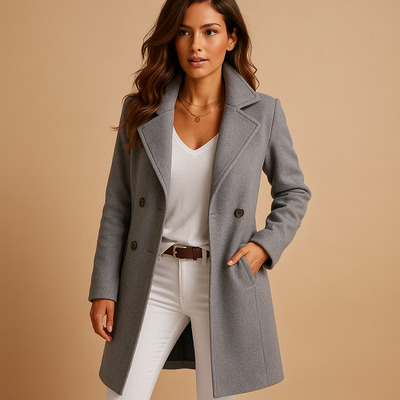 Lucie - Elegant Long Coat with Buttons