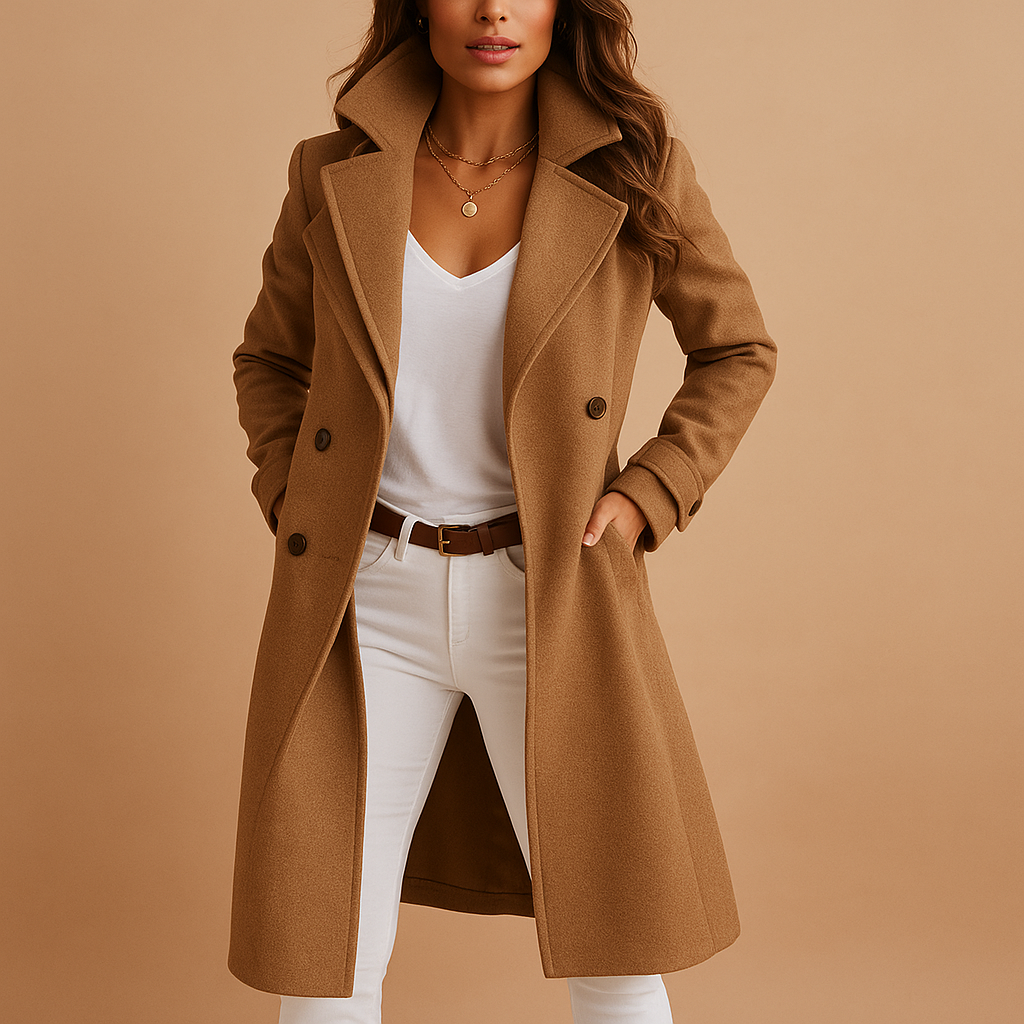 Lucie - Elegant Long Coat with Buttons