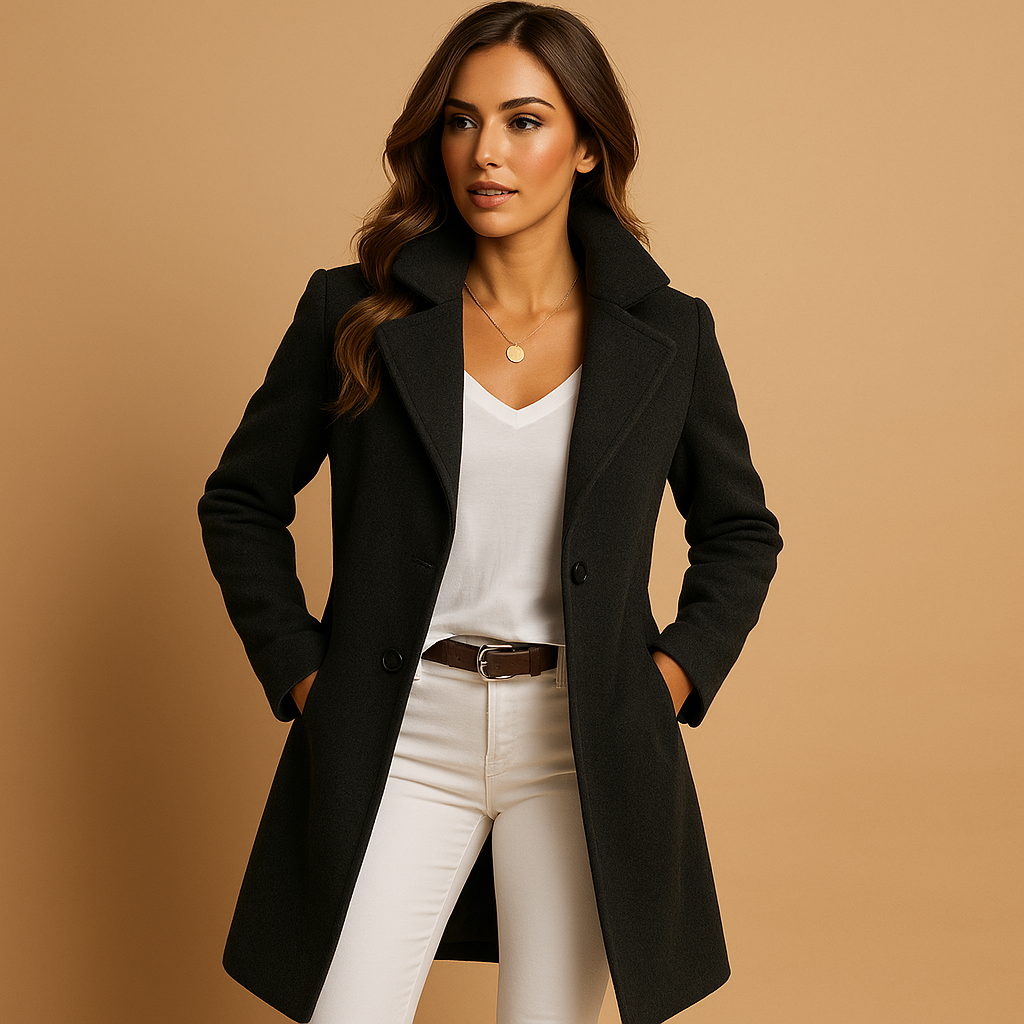 Lucie - Elegant Long Coat with Buttons